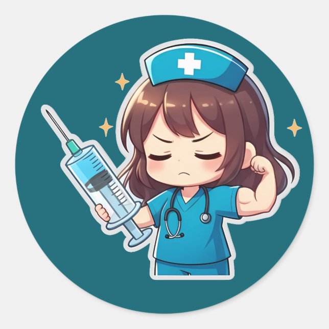 Adesivo Enfermeira Chibi Original - Poder Médico (Frente)