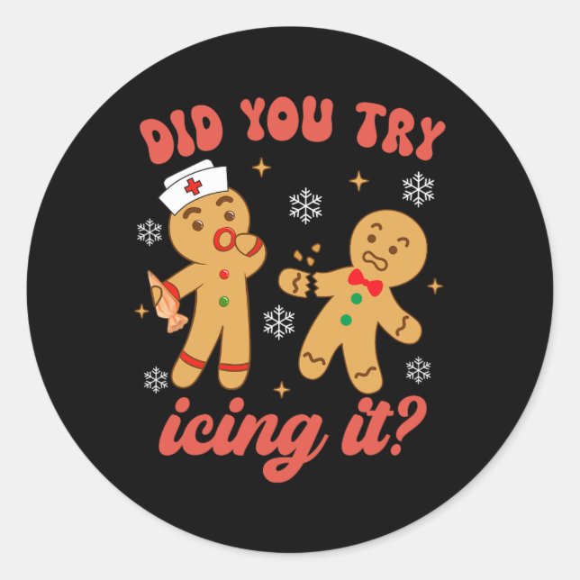 Adesivo Enfermeira de Natal divertida, Gingerpão Homem Voc (Frente)