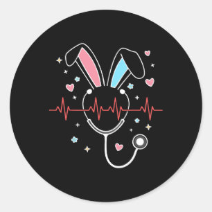 Adesivo Enfermeira de Páscoa bonita Bunny Stethoscope Nurs