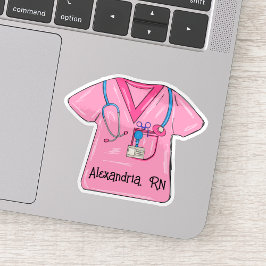 Adesivo Enfermeira de Roupas Cor-de-Rosa Monograma à Prova
