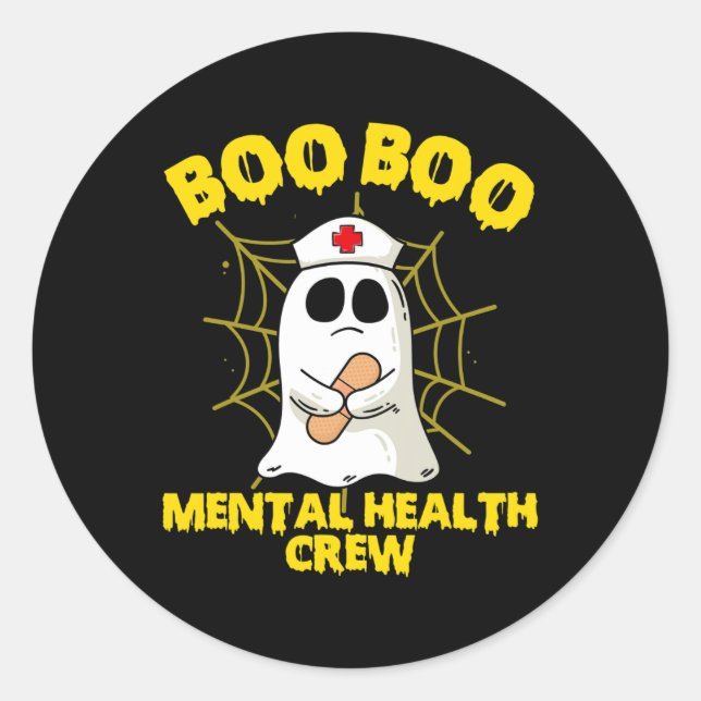 Adesivo Enfermeira de Saúde Mental Boo Boo Boo Crew (Frente)