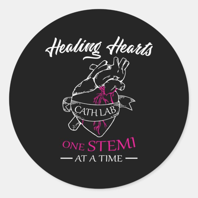 Adesivo Enfermeira do Cath Stemi Cardiopatias Curando Ele (Frente)