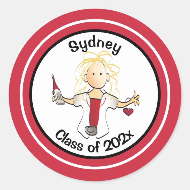 Adesivo Enfermeira Enfermeira Enfermeira Cartoon Red Black (Frente)