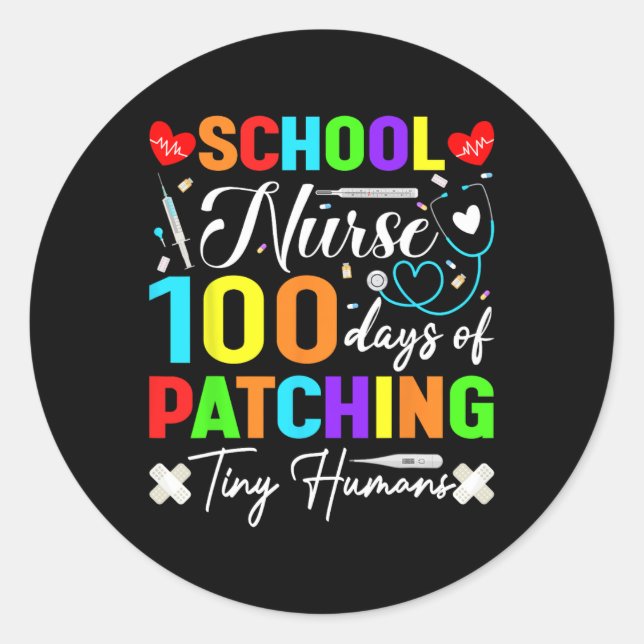 Adesivo Enfermeira Escolar 100 Dias De Patching De Humanos (Frente)