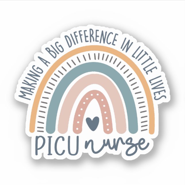 Adesivo Enfermeira Gota-PICU Arco-Íris, Cuidados Pediátric (Frente)