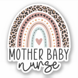 Adesivo Enfermeira-mãe e bebê lindas Leopard Rainbow