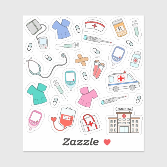 Adesivo Enfermeira Médico Saúde Hospital Trabalhador Bujo  (Folha)