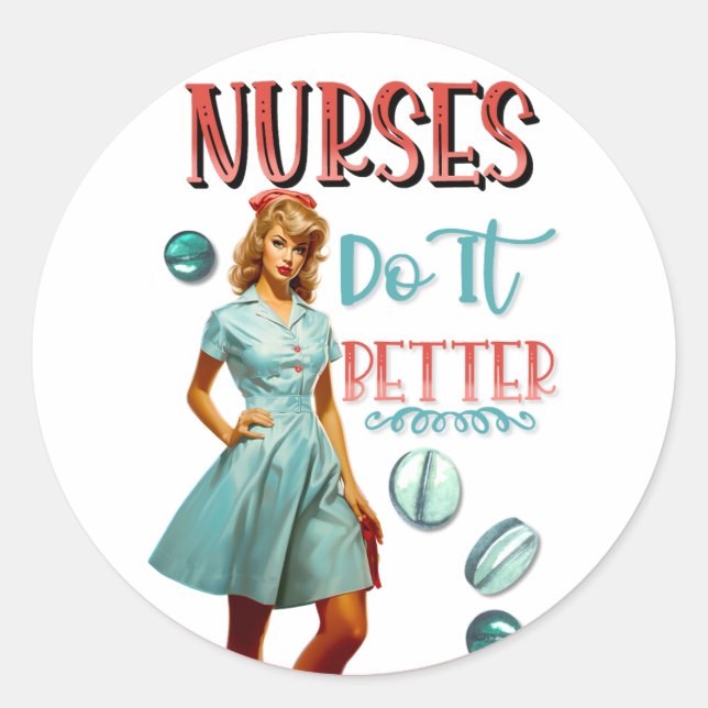 Adesivo Enfermeira Nostálgica Bonita Enfermeira Pinup Faz  (Frente)