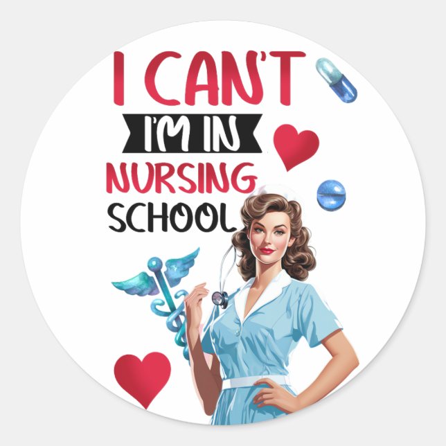 Adesivo Enfermeira Nostálgica Bonita Se Aproxima Na Enferm (Frente)