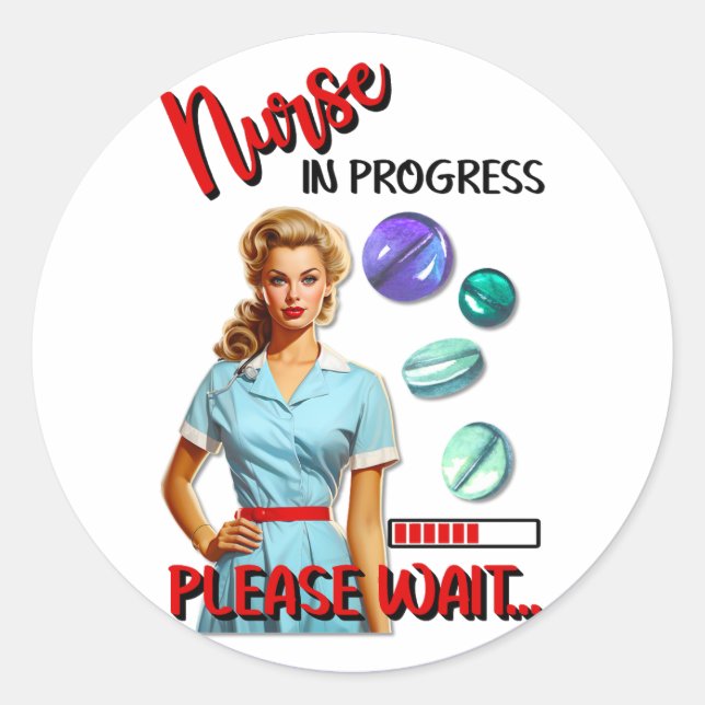Adesivo Enfermeira Nostálgica Enfermeira Em Andamento (Frente)