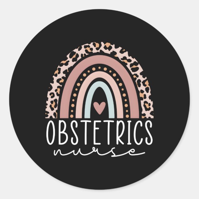 Adesivo Enfermeira Obstetrícia Enfermeira Leopard Rainbow  (Frente)