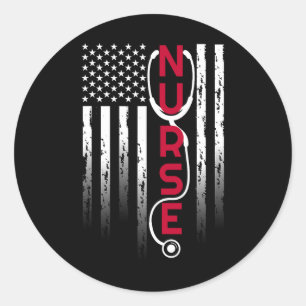 Adesivo Enfermeira Patriótica Com Estetoscópio De Bandeira