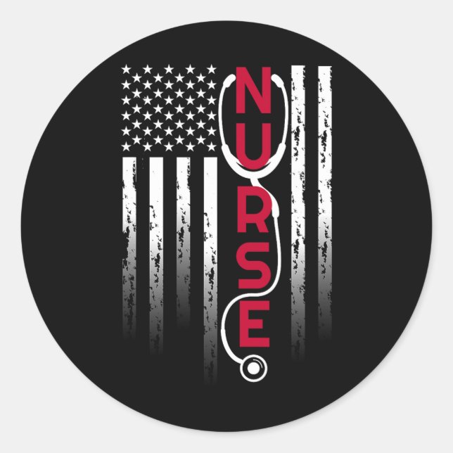 Adesivo Enfermeira Patriótica Com Estetoscópio De Bandeira (Frente)