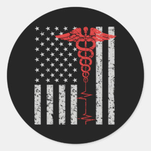 Adesivo Enfermeira Thin Red Line Caduceus Flag Americano