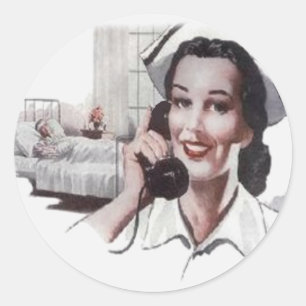 Adesivo Enfermeira Ward do Hospital Vintage ao telefone