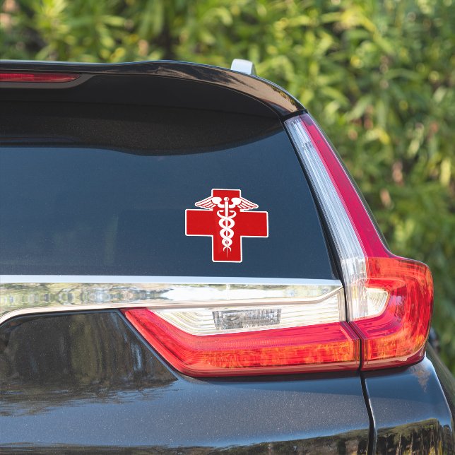 Adesivo Enfermeiro ou Doutor Caduceus Cross (Lado do carro)