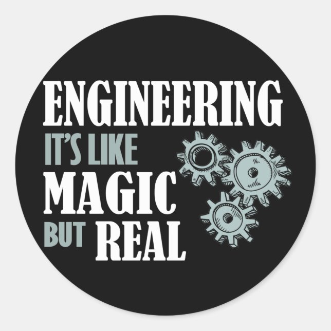 Adesivo Engenharia - É como Magia, mas Real (Frente)