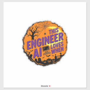 Adesivo Engenheiro de Halloween Ama Design de Vetor Vintag