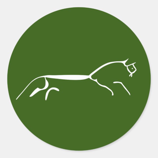 Adesivo engenho do símbolo do geoglifo antigo cavalo branc (Frente)