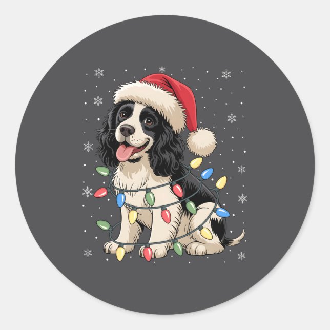 Adesivo English Springer Spaniel Dog Christmas Tree Lights (Frente)