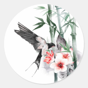 Adesivo Engolir com Bambu e flores