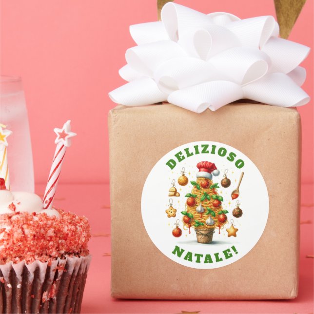 Adesivo Engraçada Árvore de Natal Delizioso Natale! (Festa)