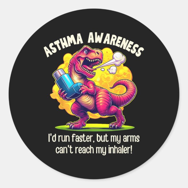 Adesivo Engraçada Consciência da Asma T-rex (Frente)