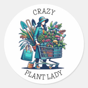 Adesivo Engraçada Dama de Planta Louca Humor de Vício de