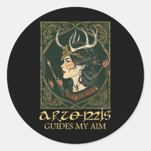 Adesivo Engraçada Deusa Grega Artemis Deer Caçando Mitolog
