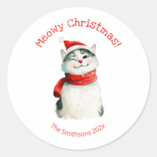 Adesivo Engraçada Gato Bonito Vinheta de Natal