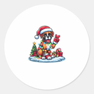 Adesivo Engraçada Mão de Paz Boxão Cachorro Luzes de Natal