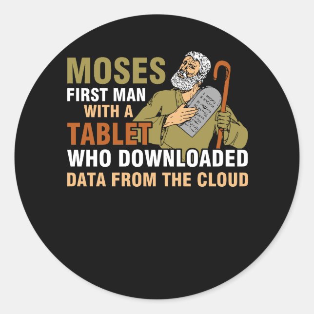 Adesivo Engraçada Passover Moisés Tablet Data Cloud Comp (Frente)
