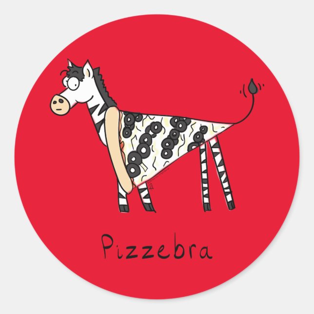 Adesivo Engraçada Pizza Zebra - Filhos de Cartoons (Frente)