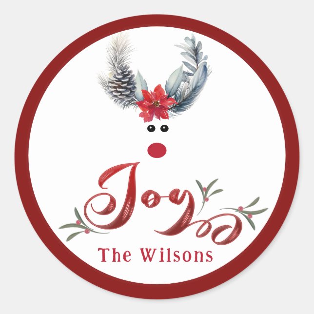 Adesivo Engraçada poinsettia rendeer joy Holiday (Frente)