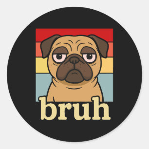 Adesivo Engraçada Pug Bruh Bobo Cachorro Cachorro Sobrecar