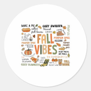 Adesivo Engraçada Queda Vibes Autumn Pumpkins Cai Folhas F