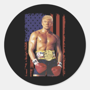 Adesivo Engraçada Trump Rocky Boxer Memer Boxer USA Flag P