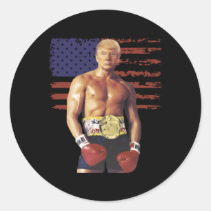 Adesivo Engraçada Trump Rocky Boxer Memer Boxer USA Flag P
