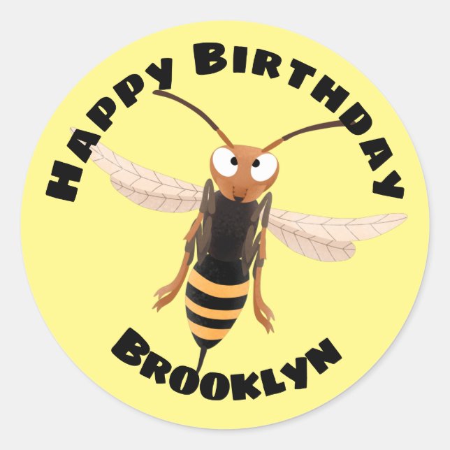 Adesivo Engraçada turma de ilustração de vespa de buzina (Frente)