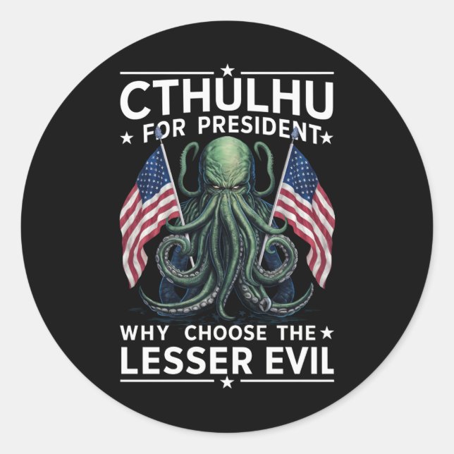Adesivo Engraçado 2024 Eleições Cthulhu Para Presidente (Frente)