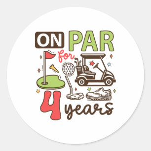 Adesivo Engraçado 4º aniversário Camisa de Golfe 4 anos Go