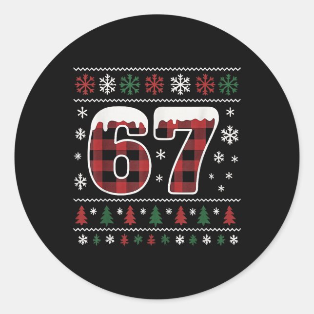 Adesivo Engraçado 67 Seis Sete Meme Brainrot Cringe Natal  (Frente)