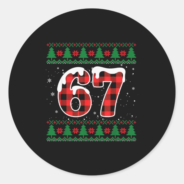 Adesivo Engraçado 67 Seis Sete Meme Brainrot Cringe Natal  (Frente)