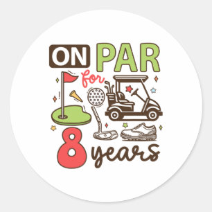 Adesivo Engraçado 8º aniversário Camisa de Golfe 8 anos Go