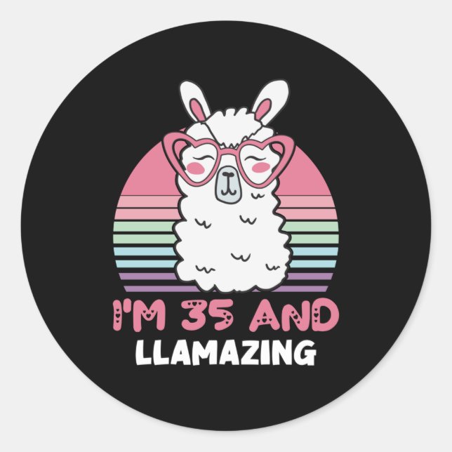 Adesivo Engraçado Adorável Llama 35º Presente De Aniversár (Frente)