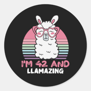 Adesivo Engraçado Adorável Llama 42º Presente De Aniversár