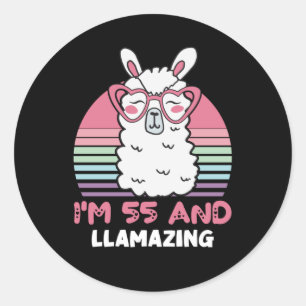 Adesivo Engraçado Adorável Llama 55º Presente De Aniversár