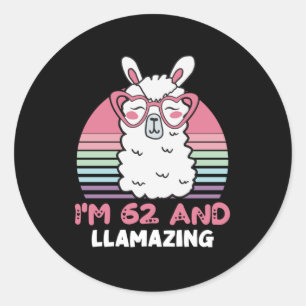Adesivo Engraçado Adorável Llama 62º Presente De Aniversár