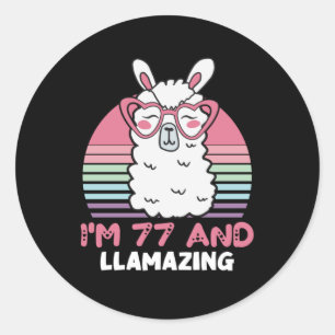 Adesivo Engraçado Adorável Llama 77º Presente De Aniversár