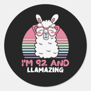 Adesivo Engraçado Adorável Llama 92º Presente De Aniversár